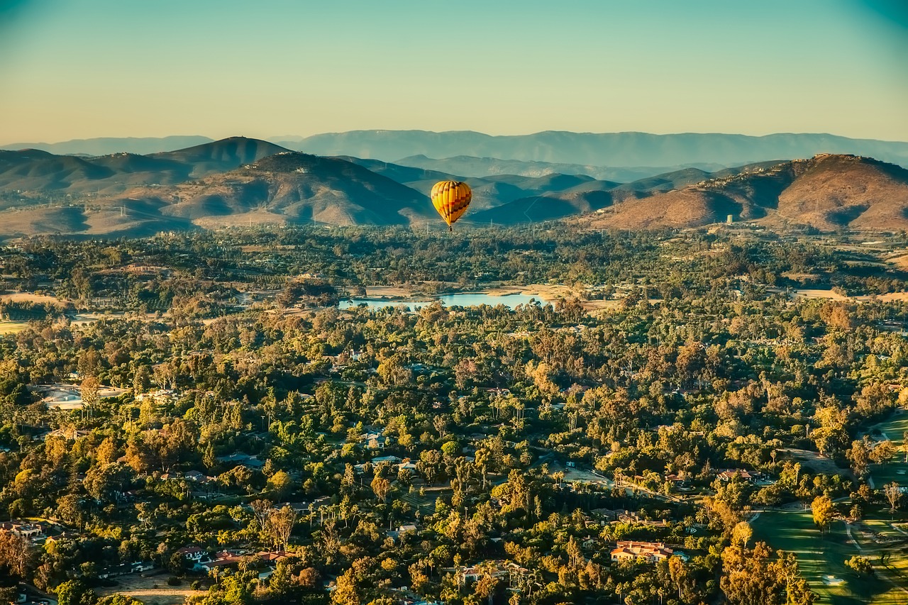 Photo of landscape and one balloon